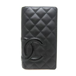 Chanel Cambon A26717 Women's  Calfskin Long Wallet (bi-fold) Black,Pink