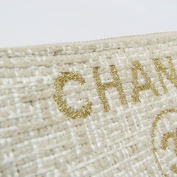 Chanel Women's Tweed Chain/Shoulder Wallet Light Beige,Off-white