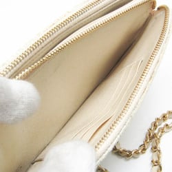 Chanel Women's Tweed Chain/Shoulder Wallet Light Beige,Off-white