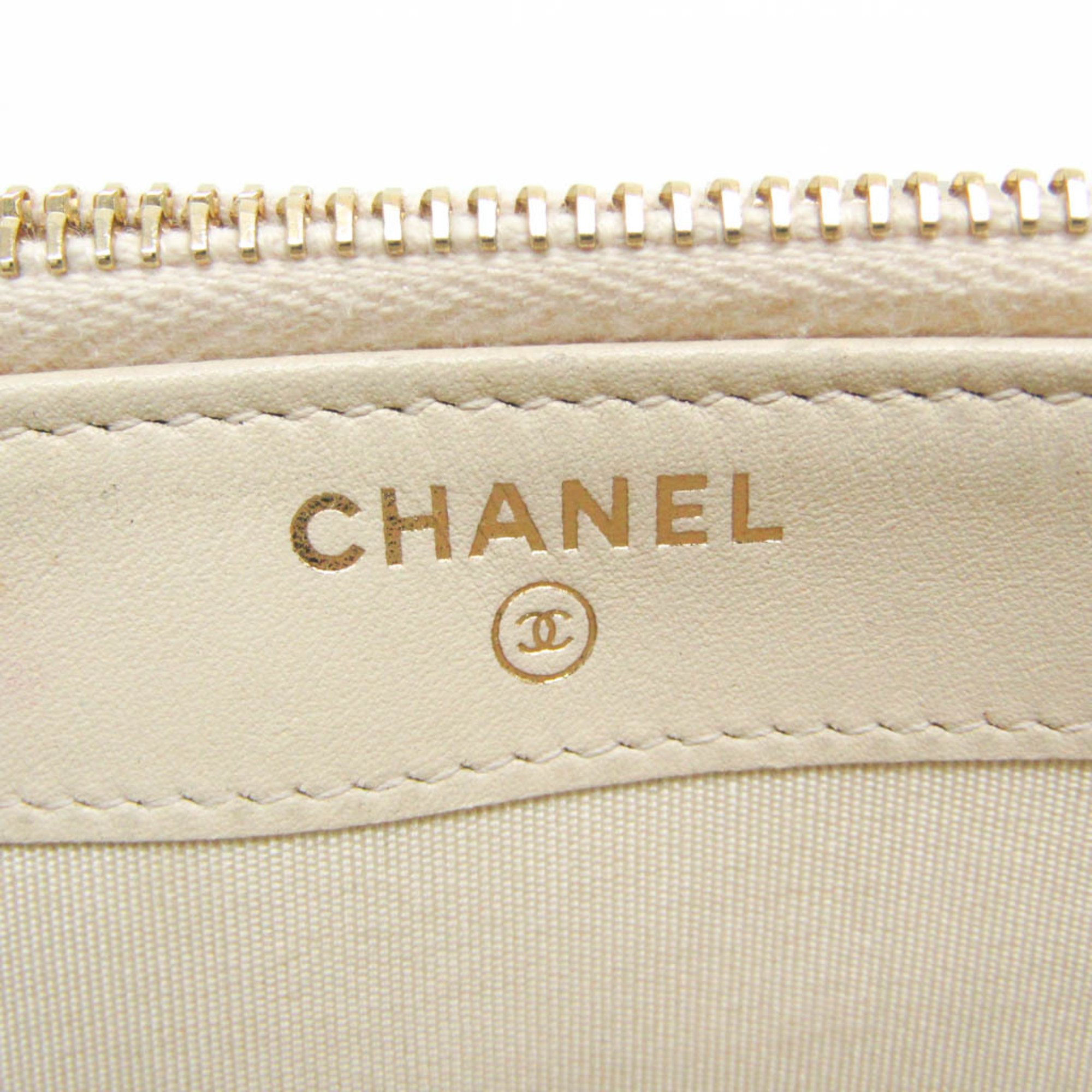 Chanel Women's Tweed Chain/Shoulder Wallet Light Beige,Off-white