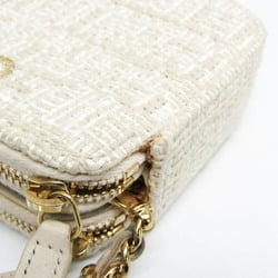 Chanel Women's Tweed Chain/Shoulder Wallet Light Beige,Off-white