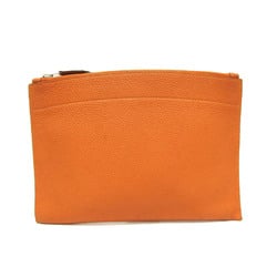 Hermes Pochette Bazaar PM Women,Men Togo Leather Pouch Orange