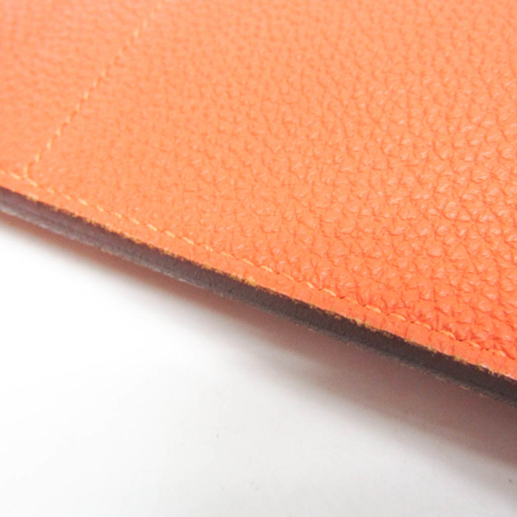 Hermes Pochette Bazaar PM Women,Men Togo Leather Pouch Orange