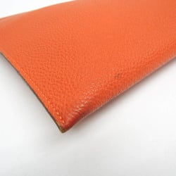 Hermes Pochette Bazaar PM Women,Men Togo Leather Pouch Orange