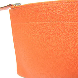 Hermes Pochette Bazaar PM Women,Men Togo Leather Pouch Orange