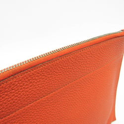 Hermes Pochette Bazaar PM Women,Men Togo Leather Pouch Orange