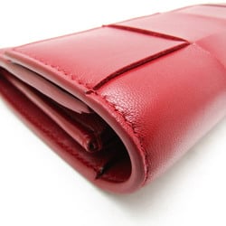 Bottega Veneta Intrecciato Cassette Large Flap Wallet 667433 Men,Women Leather Long Wallet (bi-fold) Dark Red