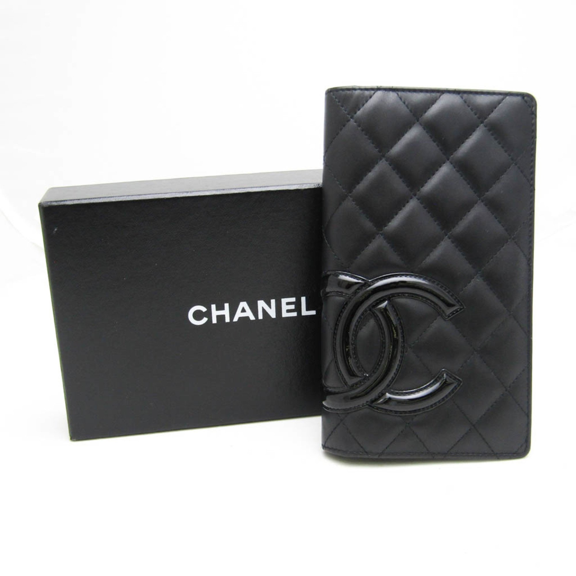 Chanel Cambon A26717 Women's  Calfskin Long Wallet (bi-fold) Black