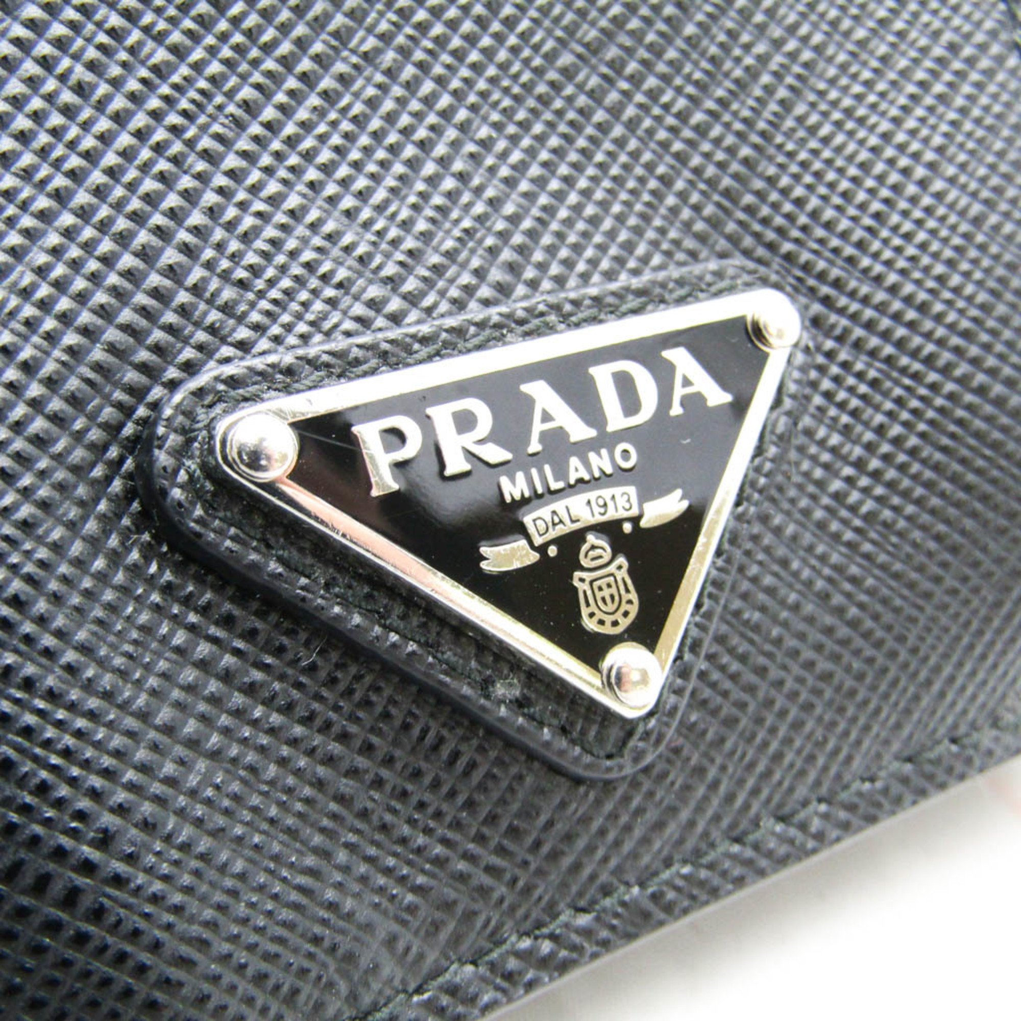 Prada Saffiano 2MR036 Men,Women Saffiano Triangle Wallet (tri-fold) Black