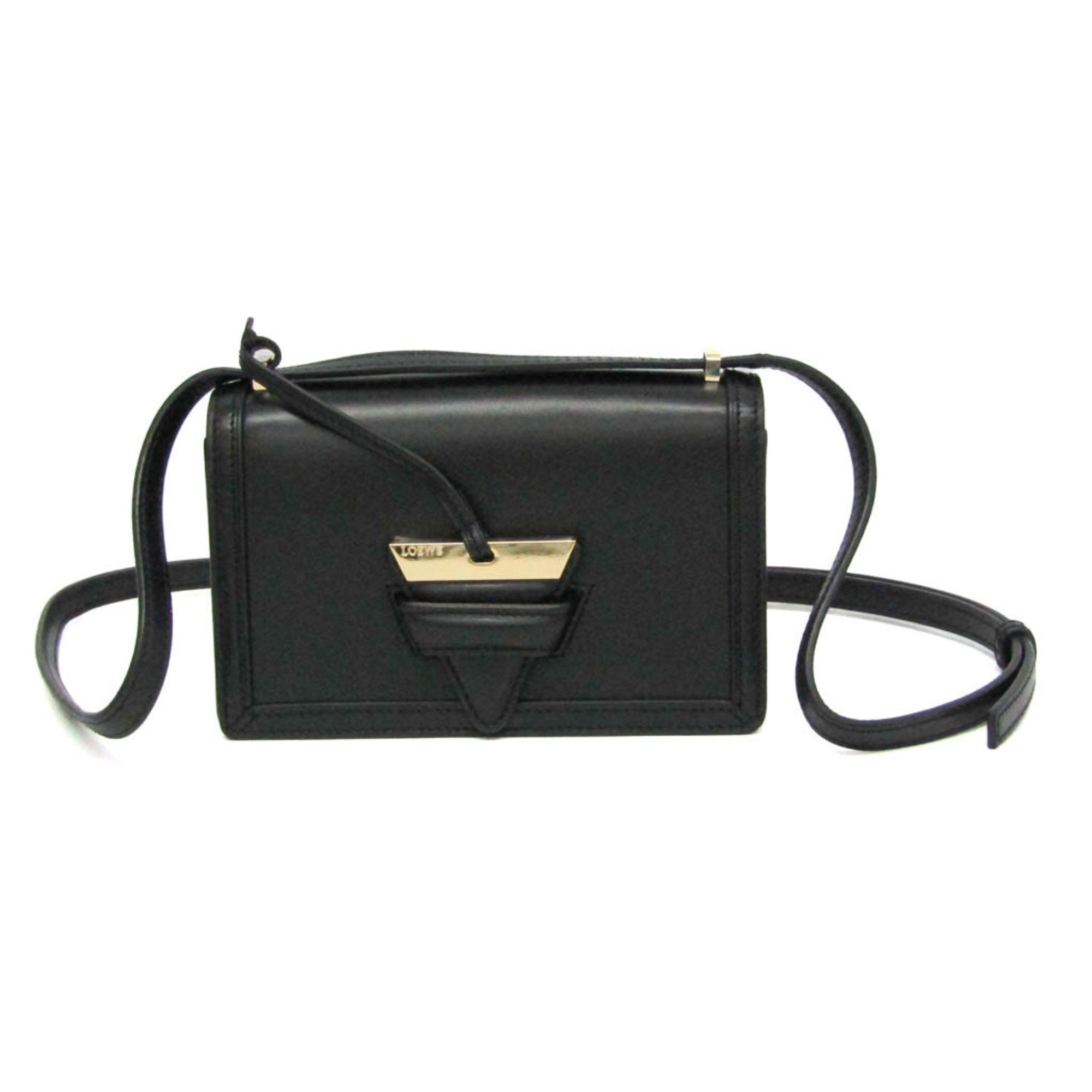 Loewe Barcelona MINI 302.74NP39 Women's Leather Shoulder Bag Black