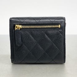 Chanel Wallet Matelasse Caviar Skin Black Women's