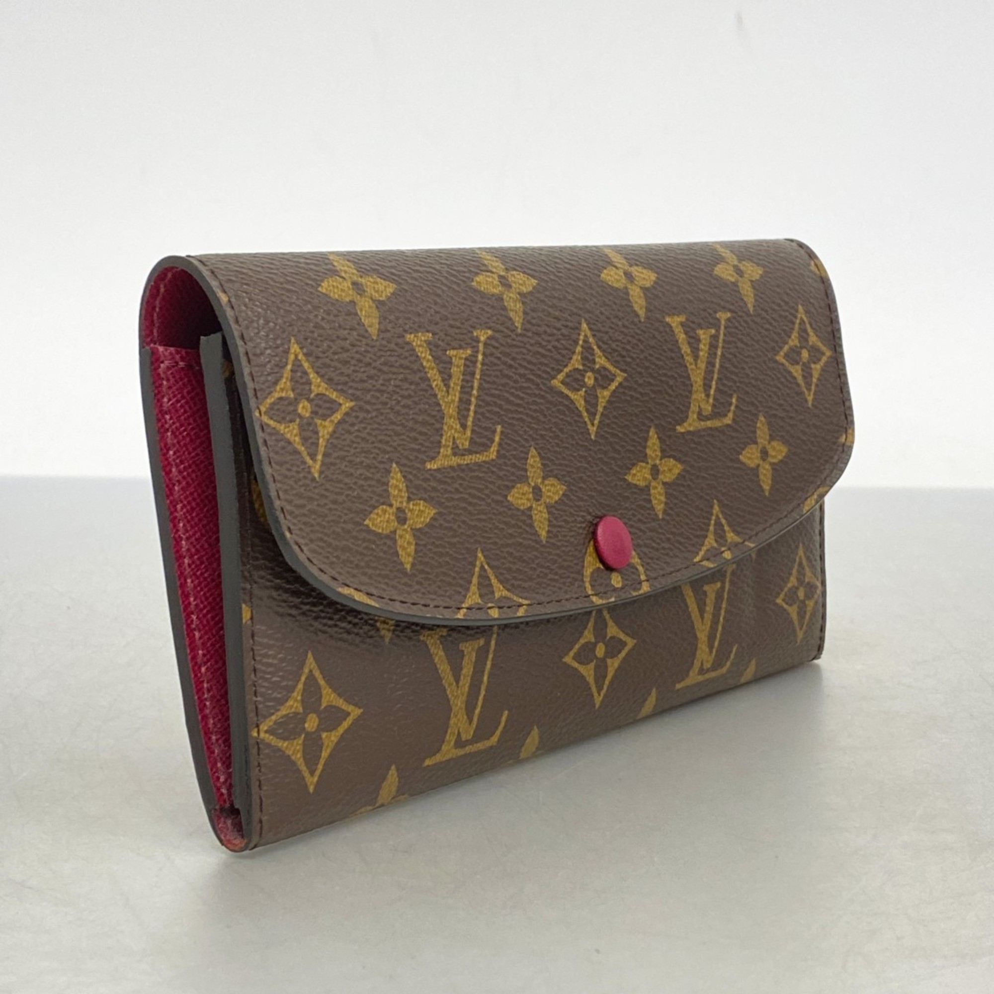 Louis Vuitton Long Wallet Monogram Portefeuille Emily M60697 Brown Fuchsia Ladies