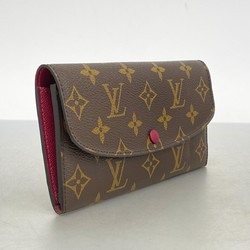 Louis Vuitton Long Wallet Monogram Portefeuille Emily M60697 Brown Fuchsia Ladies