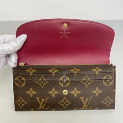 Louis Vuitton Long Wallet Monogram Portefeuille Emily M60697 Brown Fuchsia Ladies