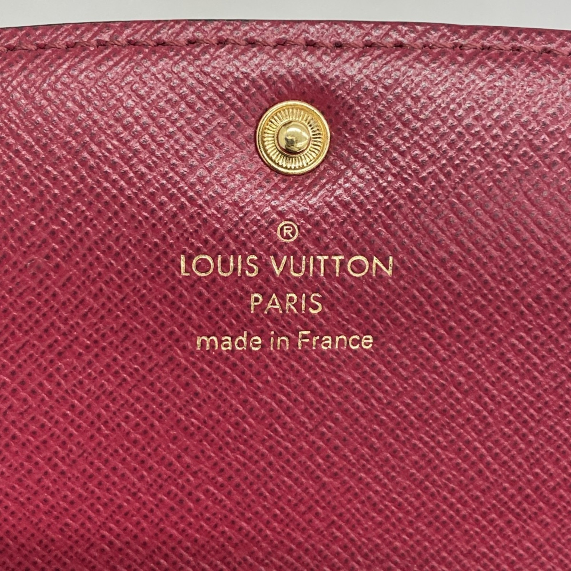 Louis Vuitton Long Wallet Monogram Portefeuille Emily M60697 Brown Fuchsia Ladies