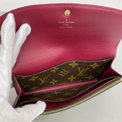 Louis Vuitton Long Wallet Monogram Portefeuille Emily M60697 Brown Fuchsia Ladies