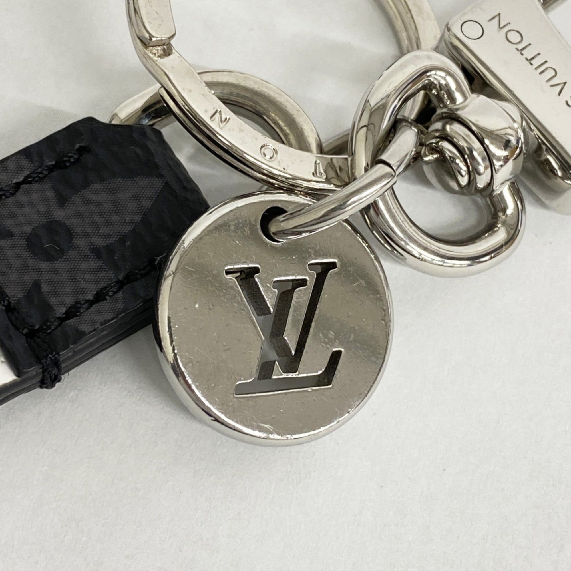 Louis Vuitton Keychain Monogram Eclipse Dragonne M82379 White Ladies