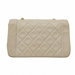 Chanel Shoulder Bag Matelasse Diana Lambskin White Women's