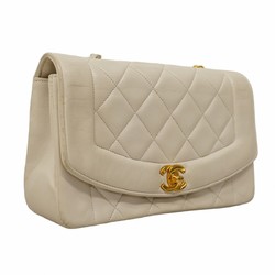 Chanel Shoulder Bag Matelasse Diana Lambskin White Women's