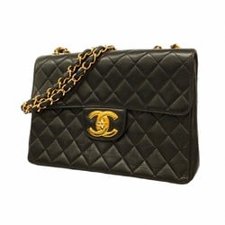 Chanel Shoulder Bag Deca Matelasse Lambskin Black Women's