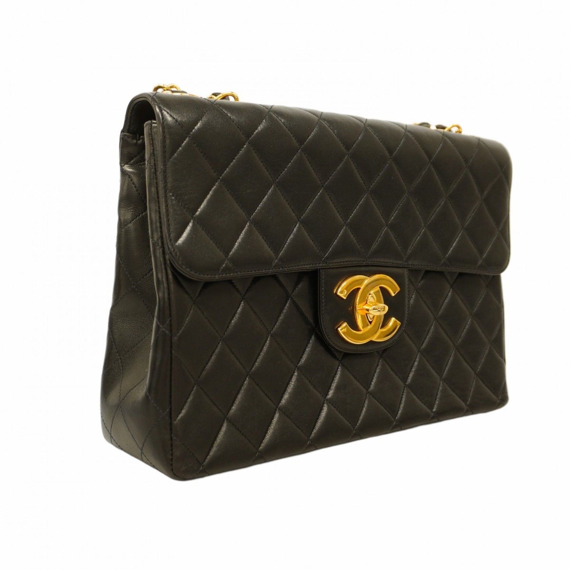 Chanel Shoulder Bag Deca Matelasse Lambskin Black Women's