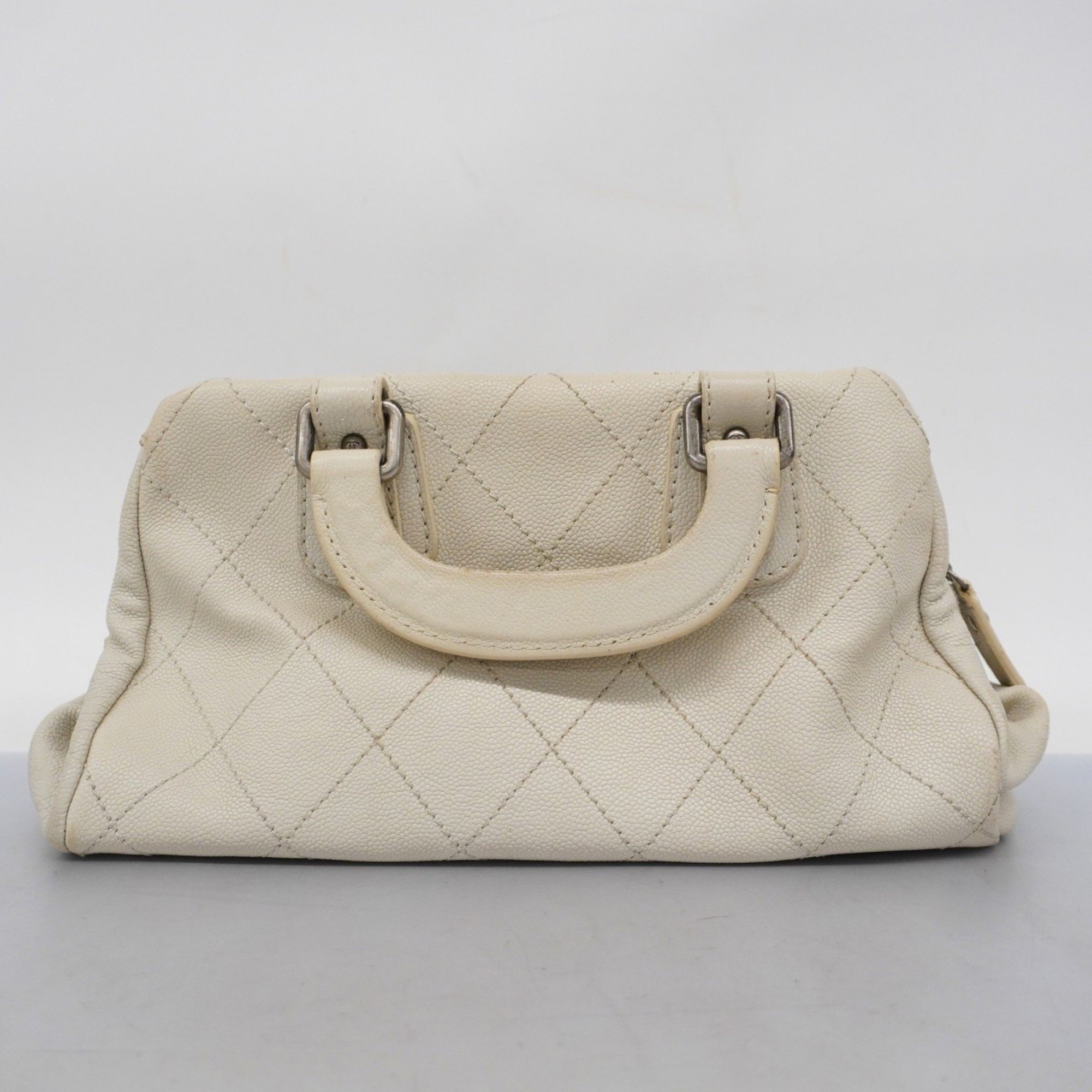 CHANEL Handbag Wild Stitch Caviar Skin White Women's