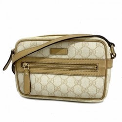 Gucci Shoulder Bag GG Supreme 201447 Ivory Beige Champagne Women's