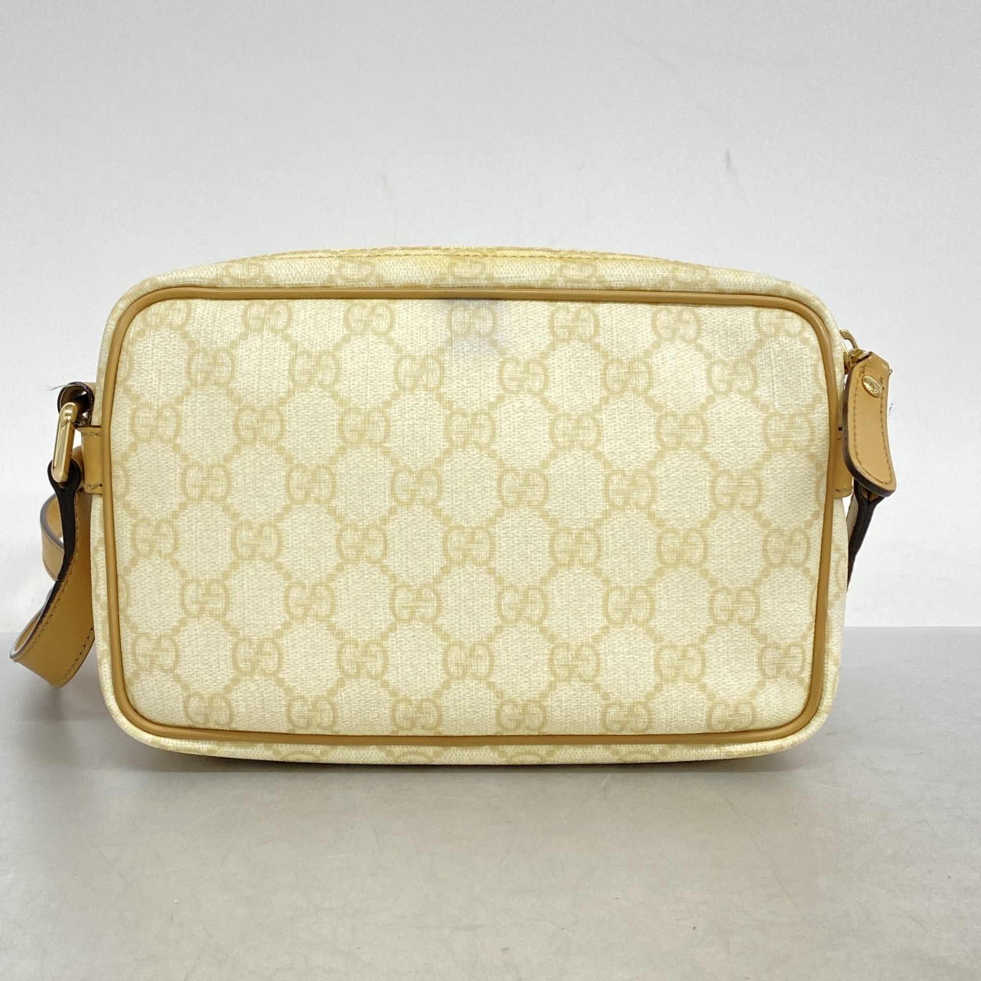 Gucci Shoulder Bag GG Supreme 201447 Ivory Beige Champagne Women's