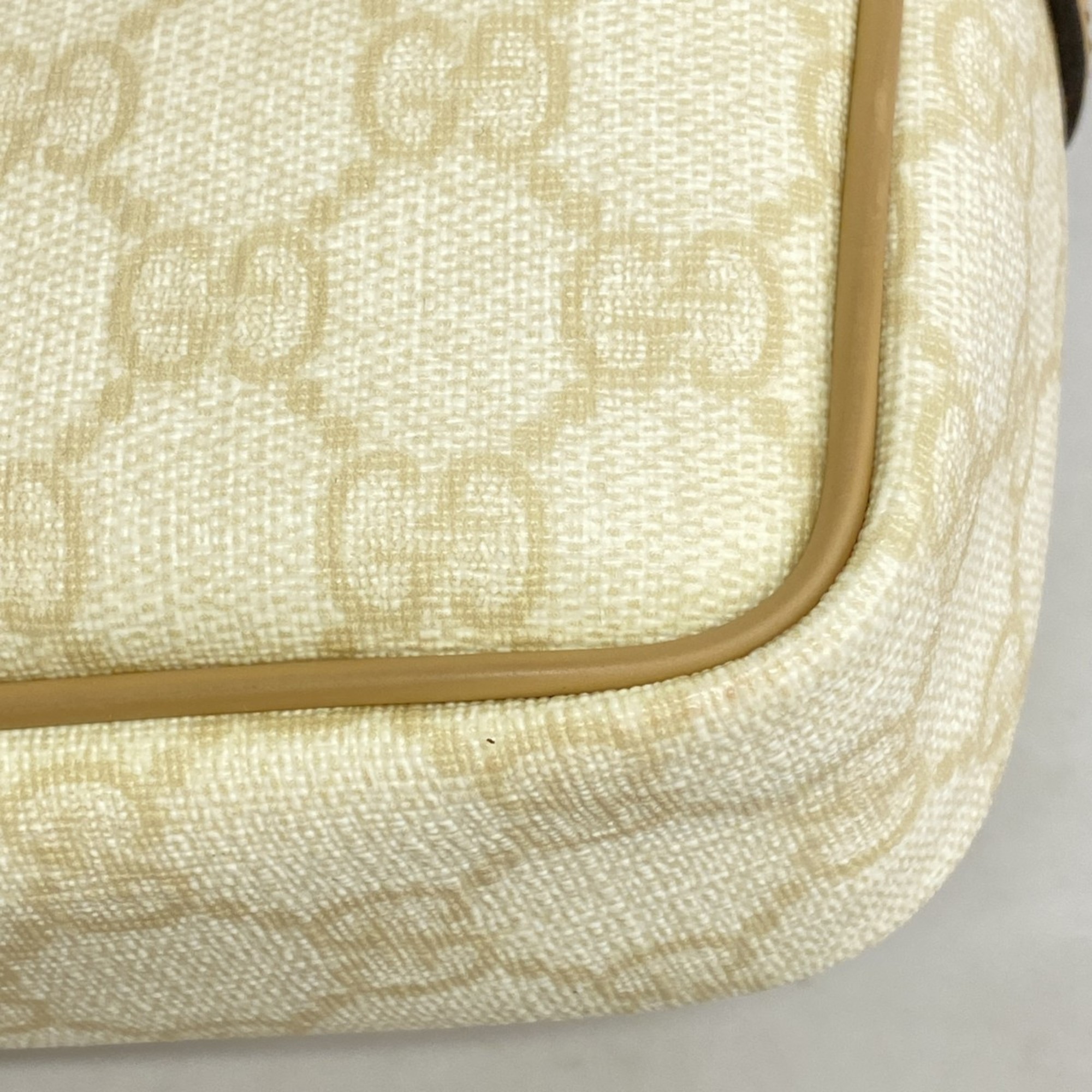 Gucci Shoulder Bag GG Supreme 201447 Ivory Beige Champagne Women's