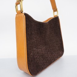 Celine Shoulder Bag C Macadam Suede Brown Women's