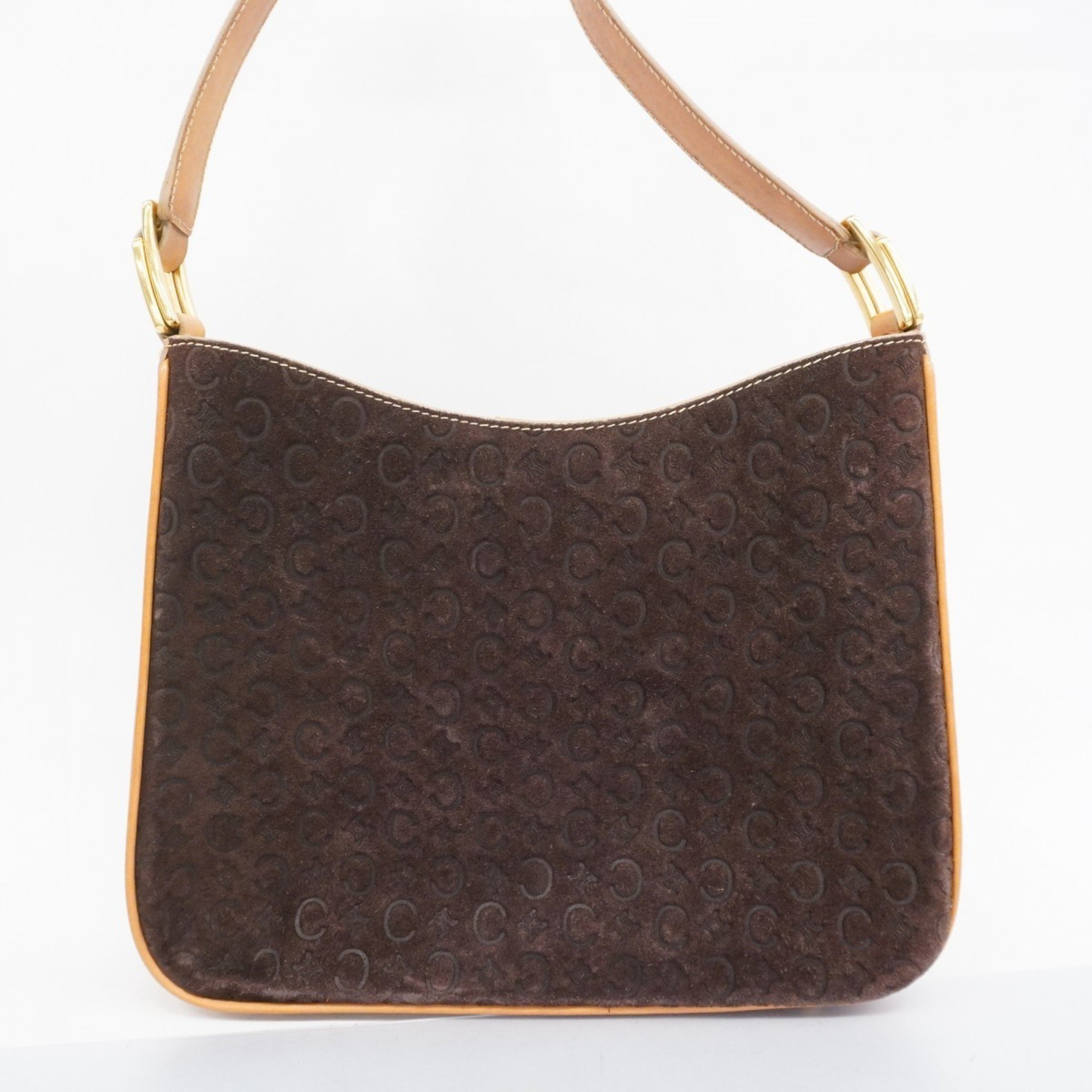 Celine Shoulder Bag C Macadam Suede Brown Women's