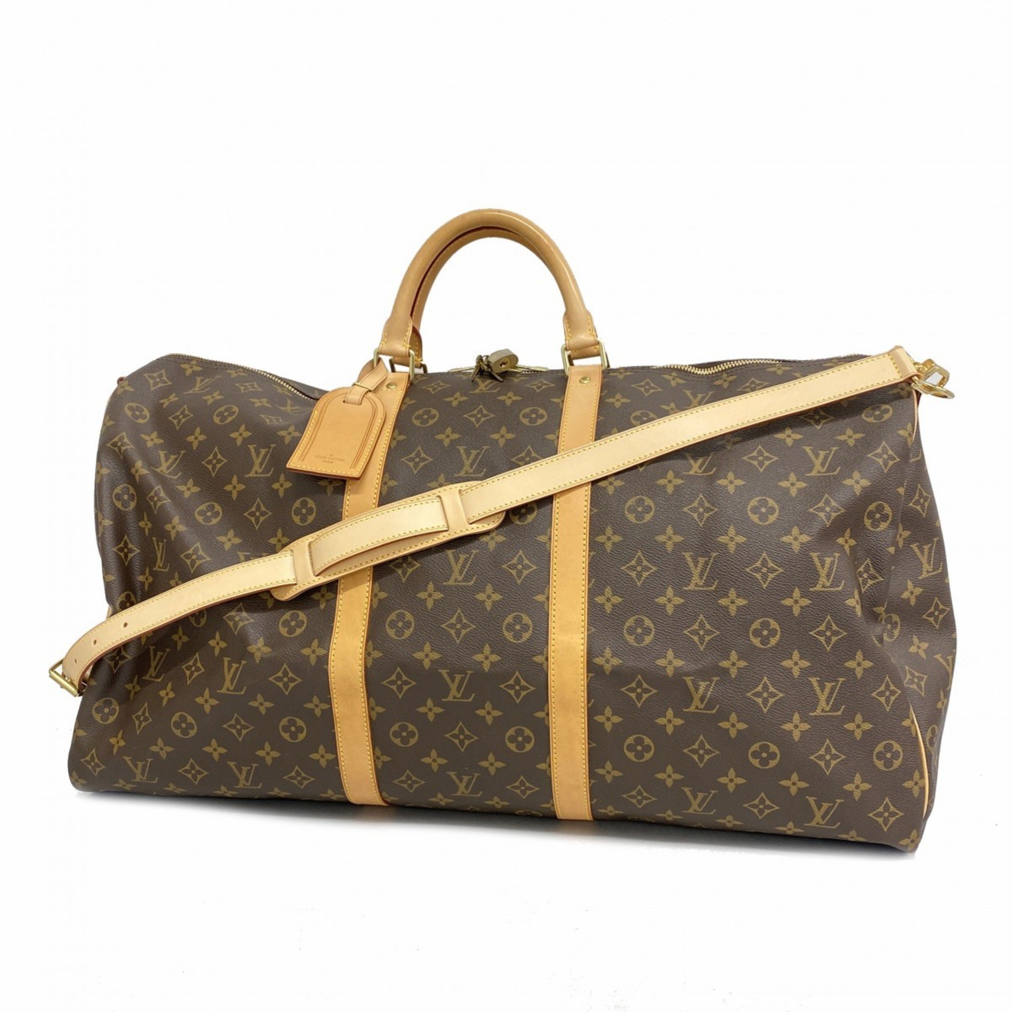 Louis Vuitton Boston Bag Monogram Keepall Bandouliere 60 M41412 Brown Men's Women's