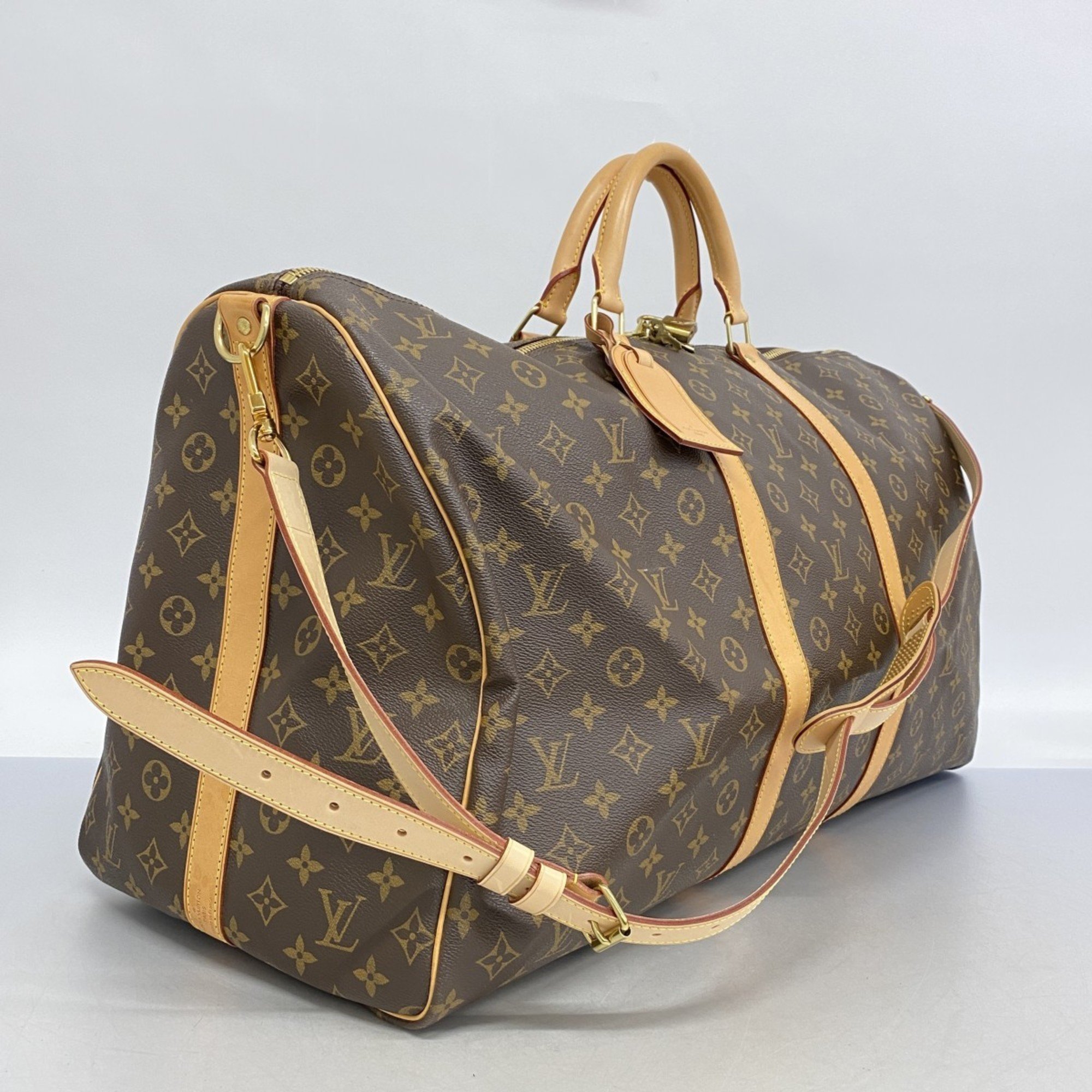 Louis Vuitton Boston Bag Monogram Keepall Bandouliere 60 M41412 Brown Men's Women's