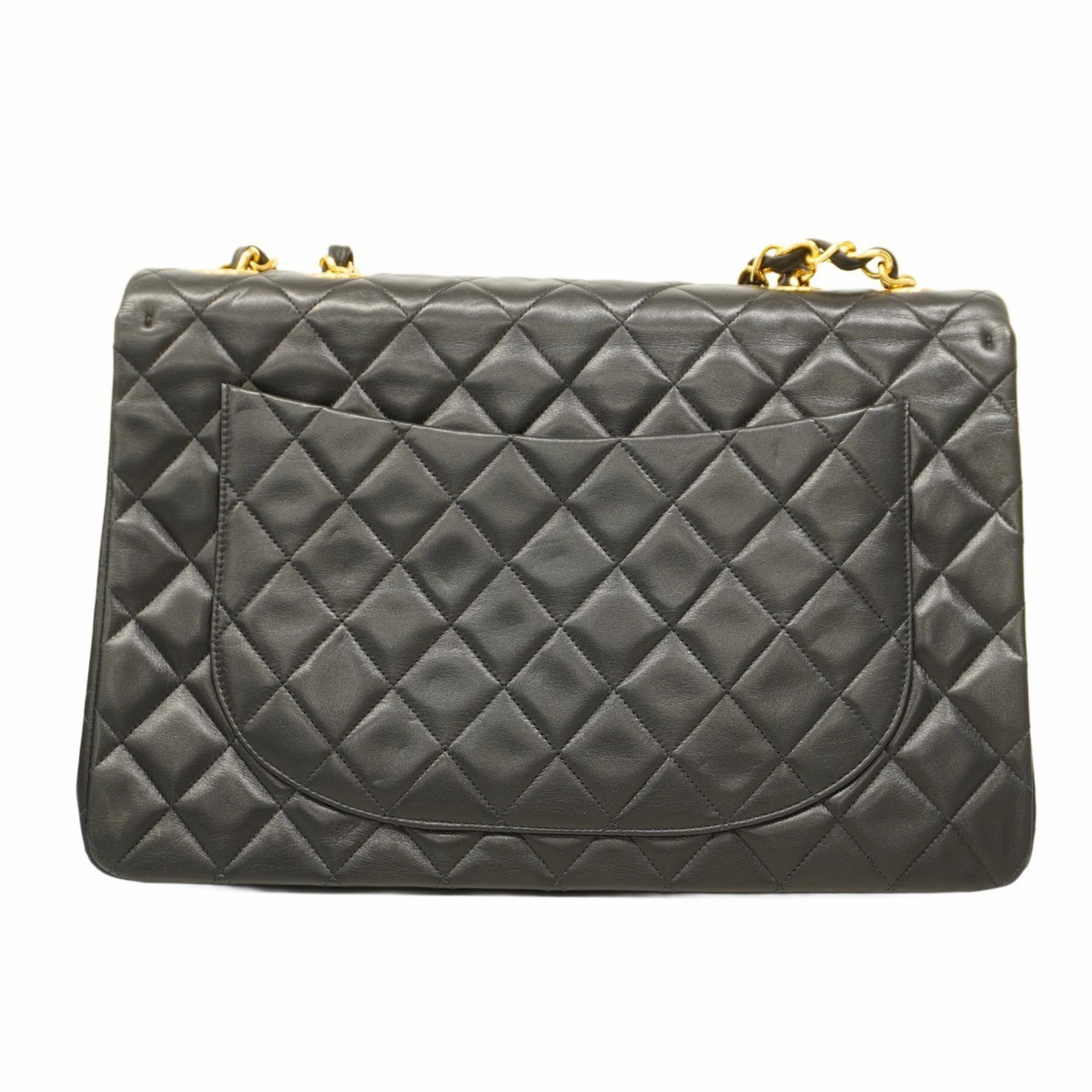 Chanel Shoulder Bag Deca Matelasse Lambskin Black Women's