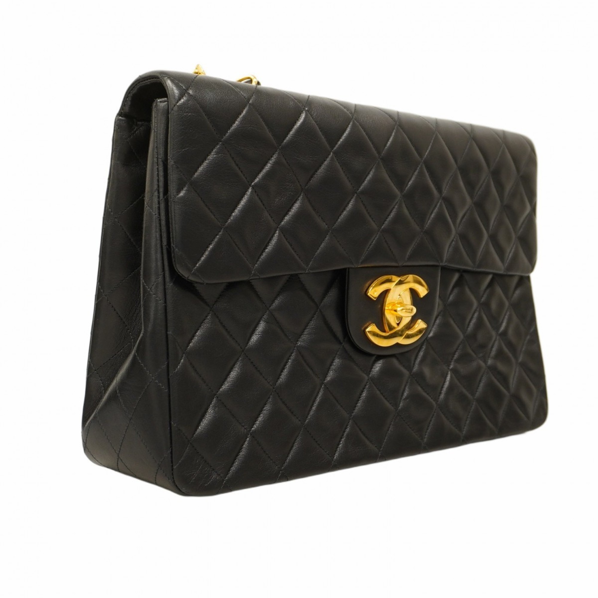 Chanel Shoulder Bag Deca Matelasse Lambskin Black Women's