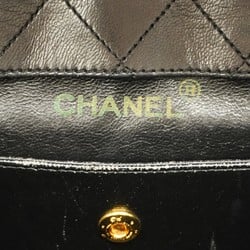 Chanel Shoulder Bag Matelasse Lambskin Black White Women's