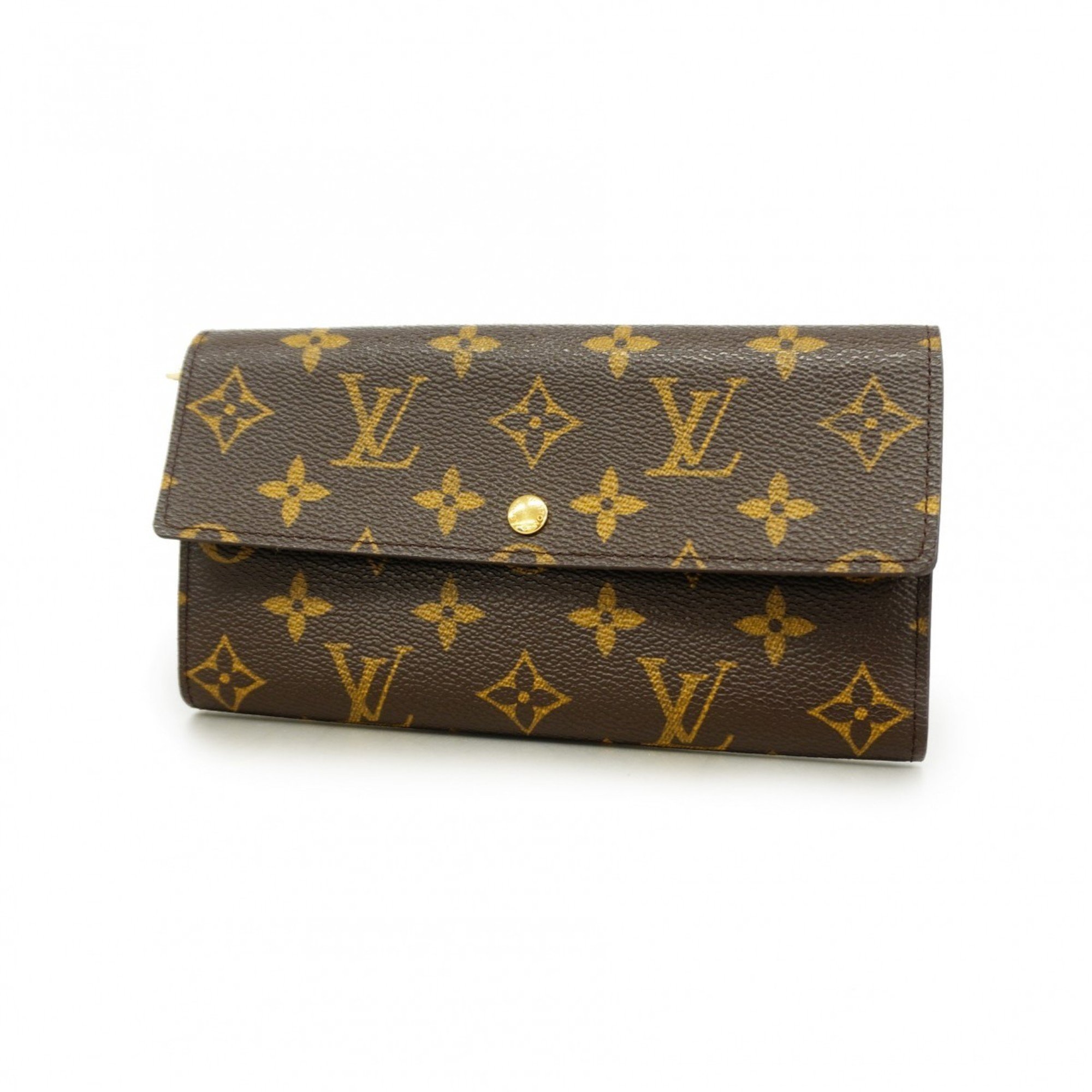 Louis Vuitton Long Wallet Monogram Porto Monnaie Credit M61726 Brown Ladies