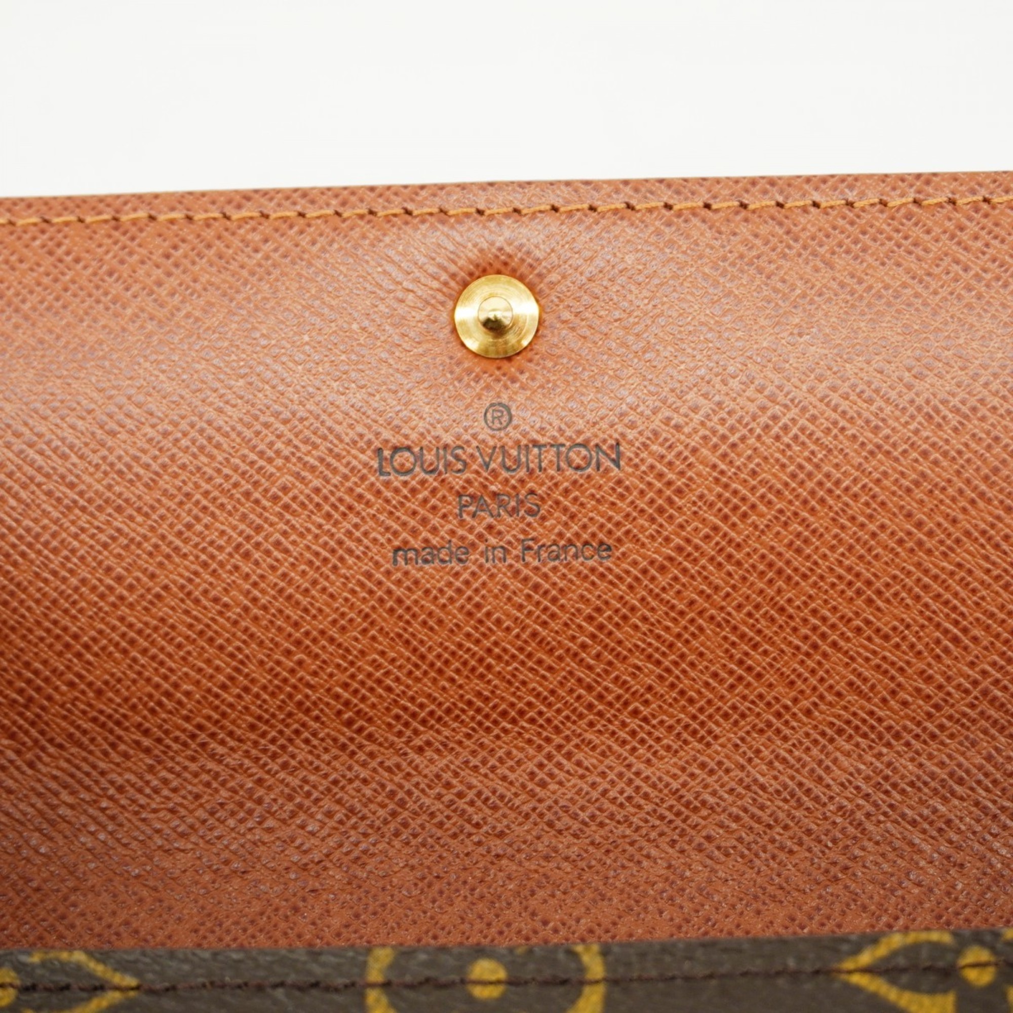 Louis Vuitton Long Wallet Monogram Porto Monnaie Credit M61726 Brown Ladies