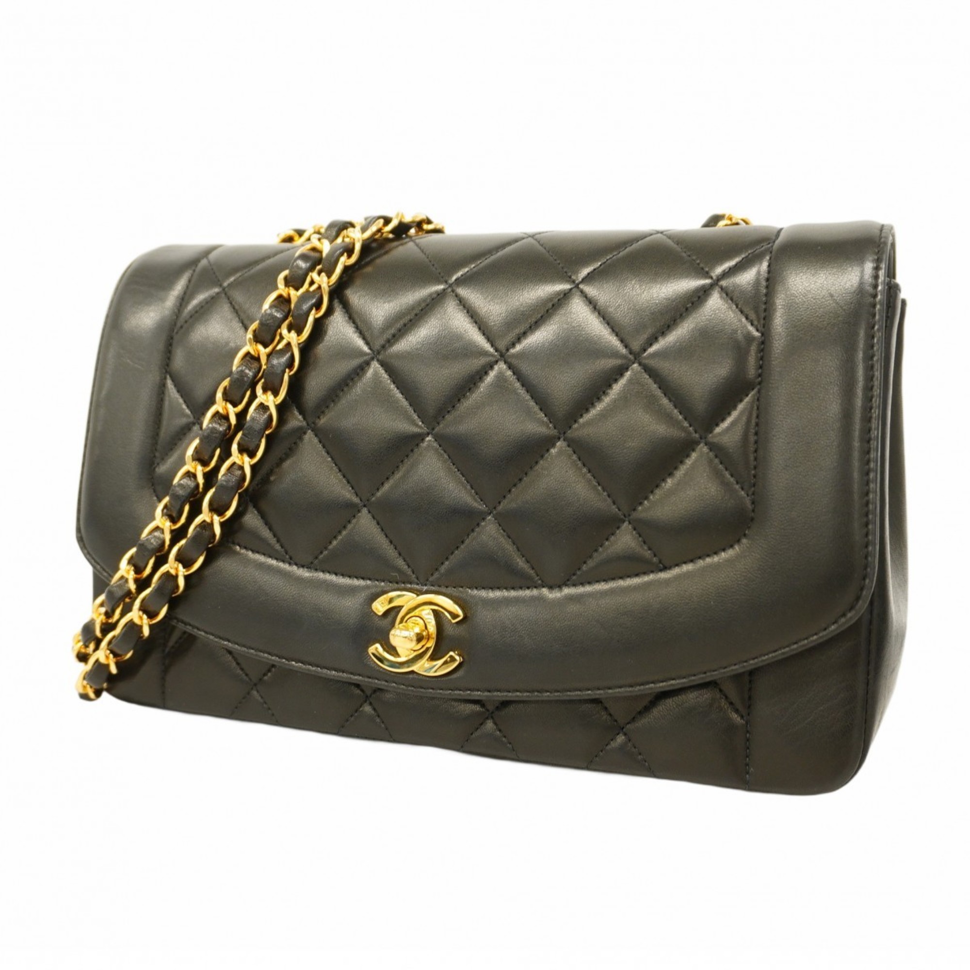 Chanel Shoulder Bag Diana Lambskin Black Women's