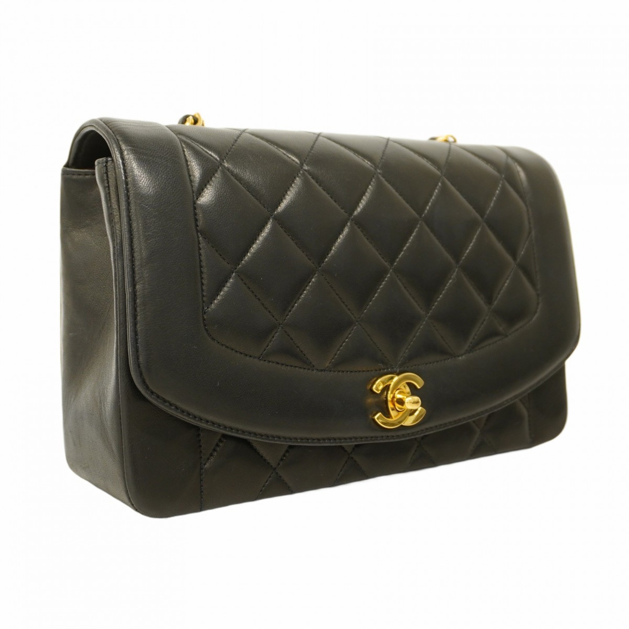 Chanel Shoulder Bag Diana Lambskin Black Women's