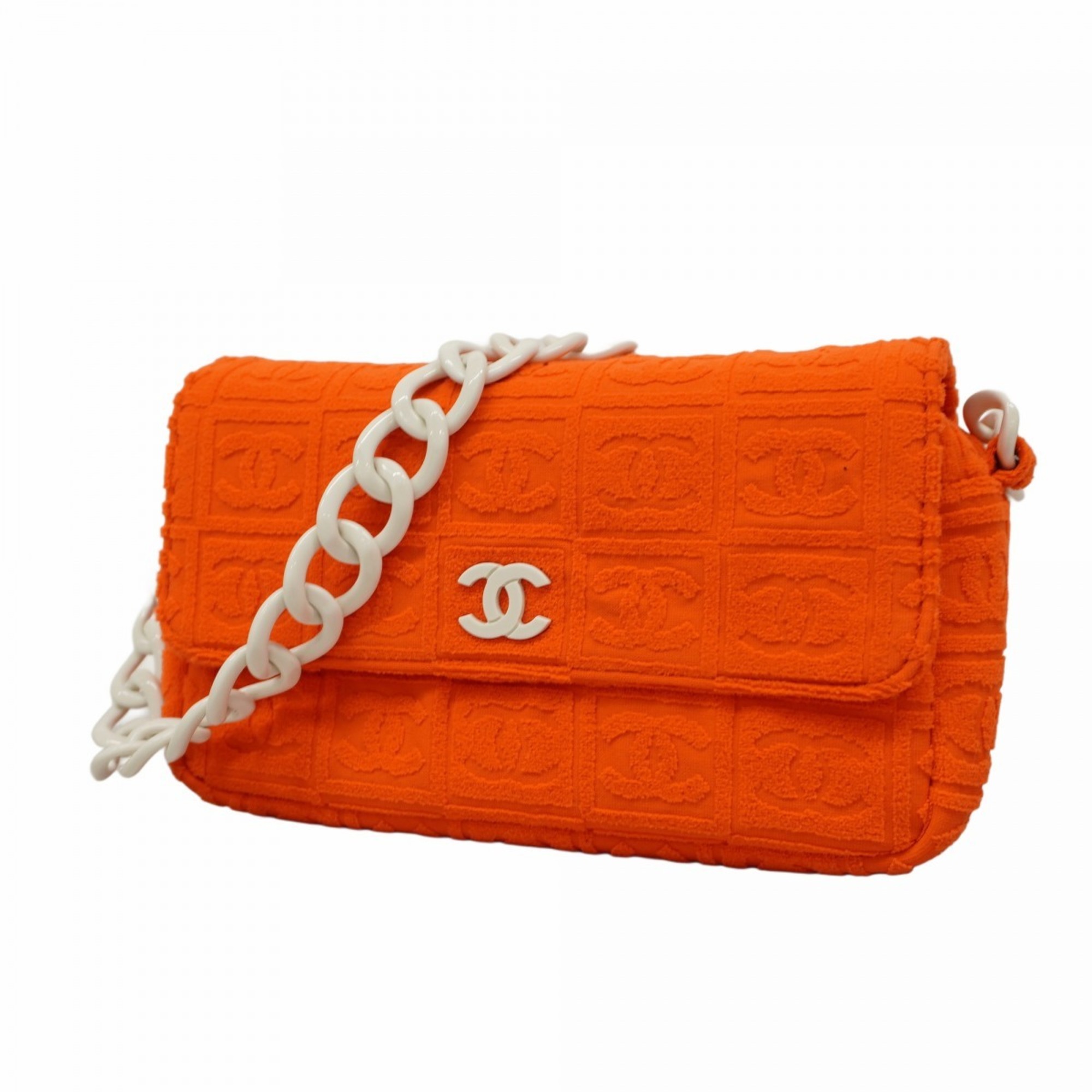 Chanel Shoulder Bag Pile Orange Ladies