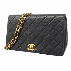 Chanel Shoulder Bag Matelasse Lambskin Navy Women's