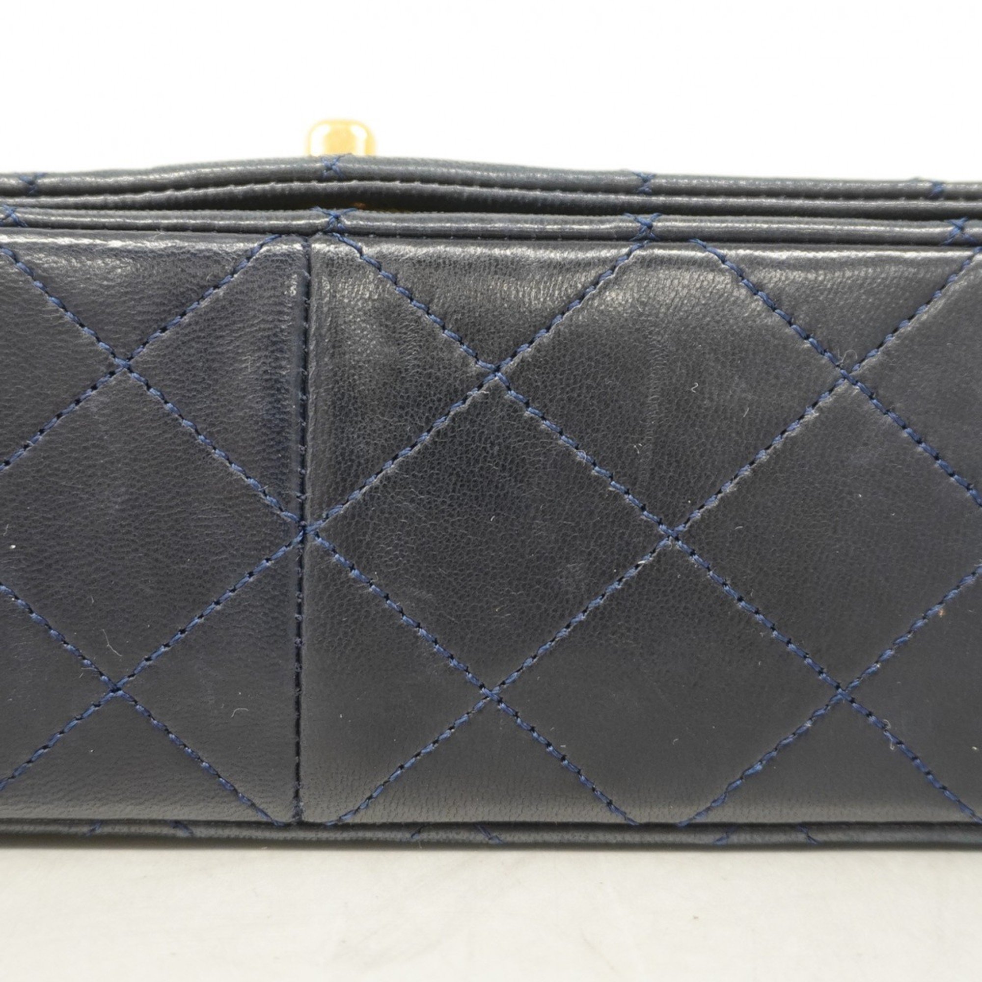 Chanel Shoulder Bag Matelasse Lambskin Navy Women's