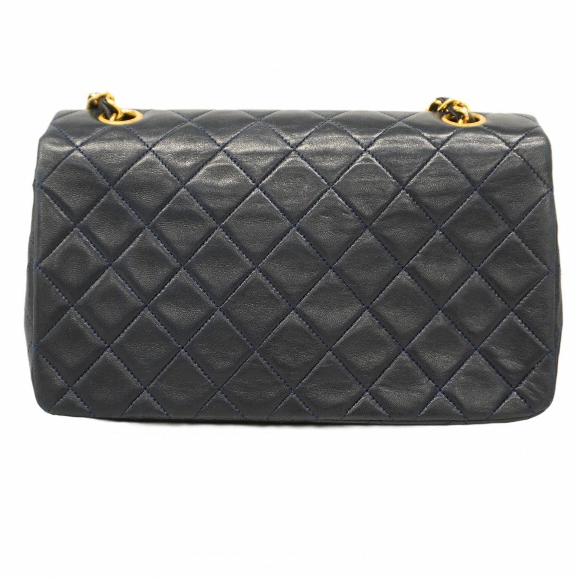 Chanel Shoulder Bag Matelasse Lambskin Navy Women's