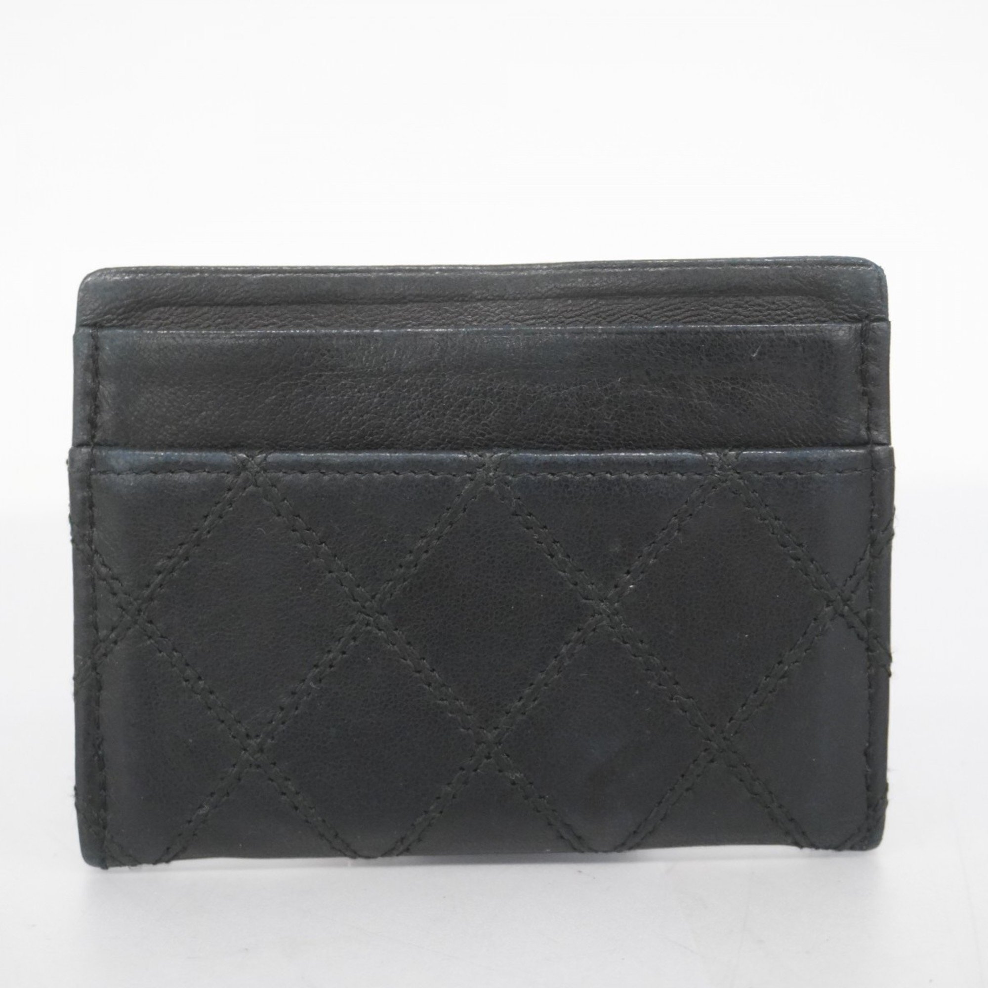 Chanel Business Card Holder/Card Case Bicolor Lambskin Black Women's