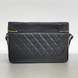 Chanel Shoulder Bag Matelasse Caviar Skin Black Women's