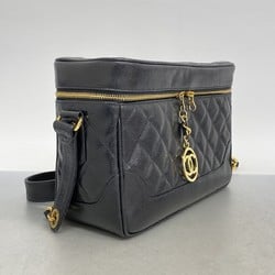 Chanel Shoulder Bag Matelasse Caviar Skin Black Women's