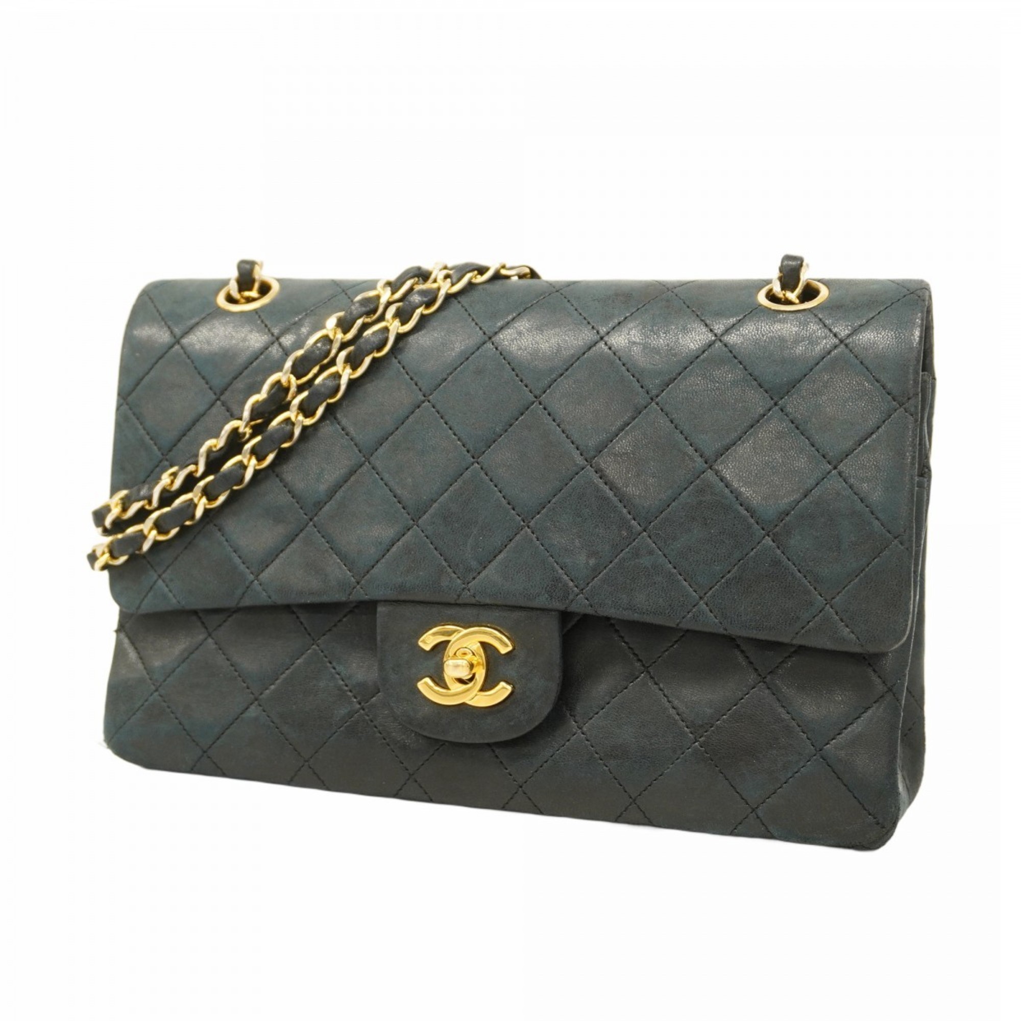 Chanel Shoulder Bag Matelasse Lambskin Black Women's