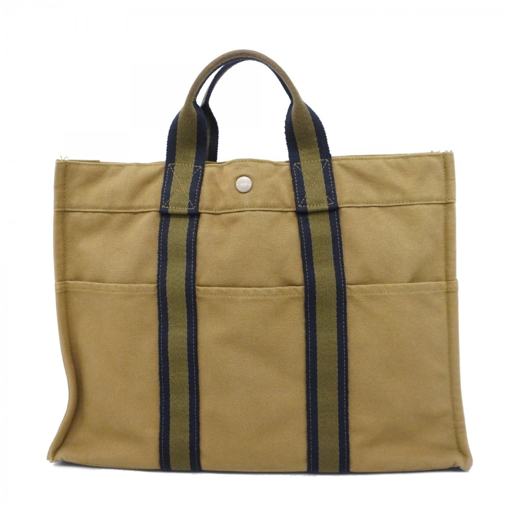 Hermes Tote Bag Fool Toe MM Canvas Khaki Women's