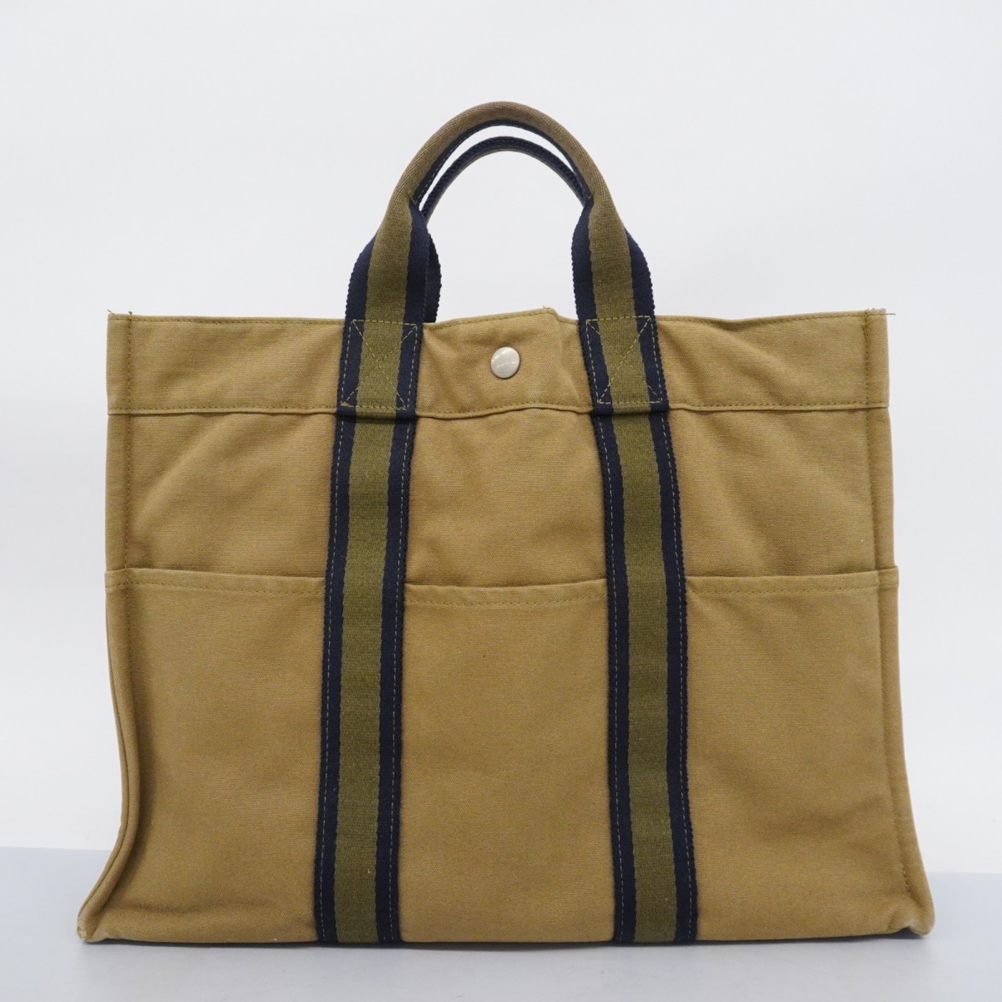 Hermes Tote Bag Fool Toe MM Canvas Khaki Women's